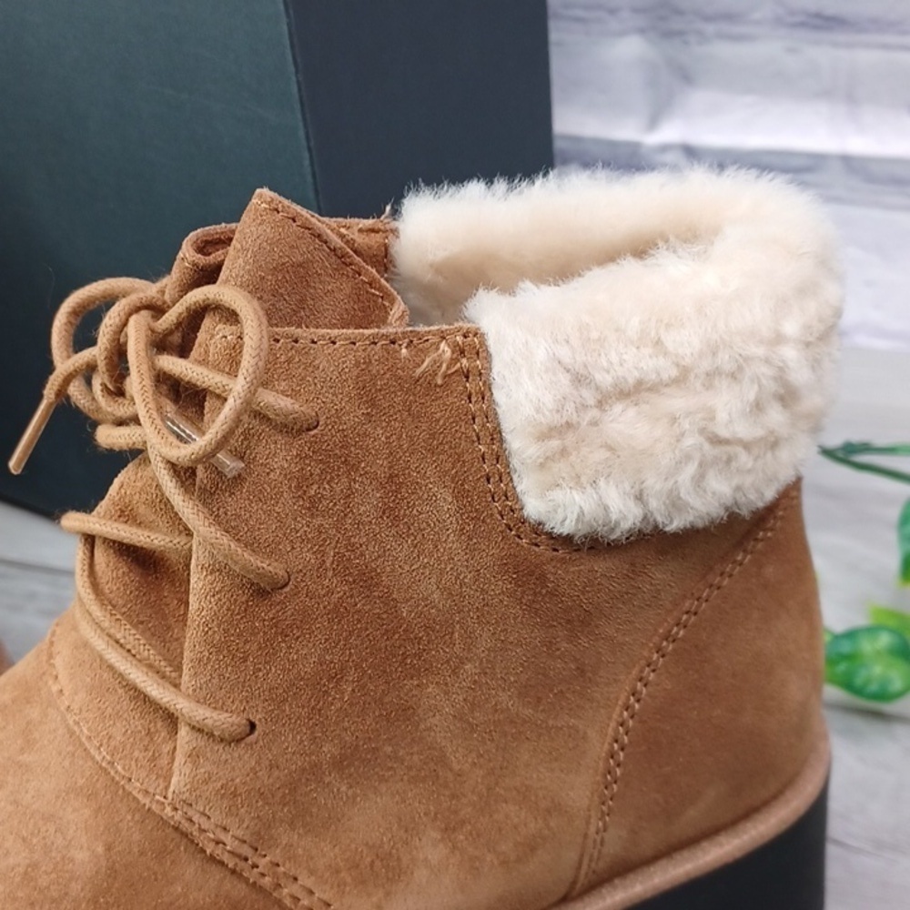 Eileen Fisher Kenille Sport Suede Real Fur Bootie NIB - Picture 3 of 10